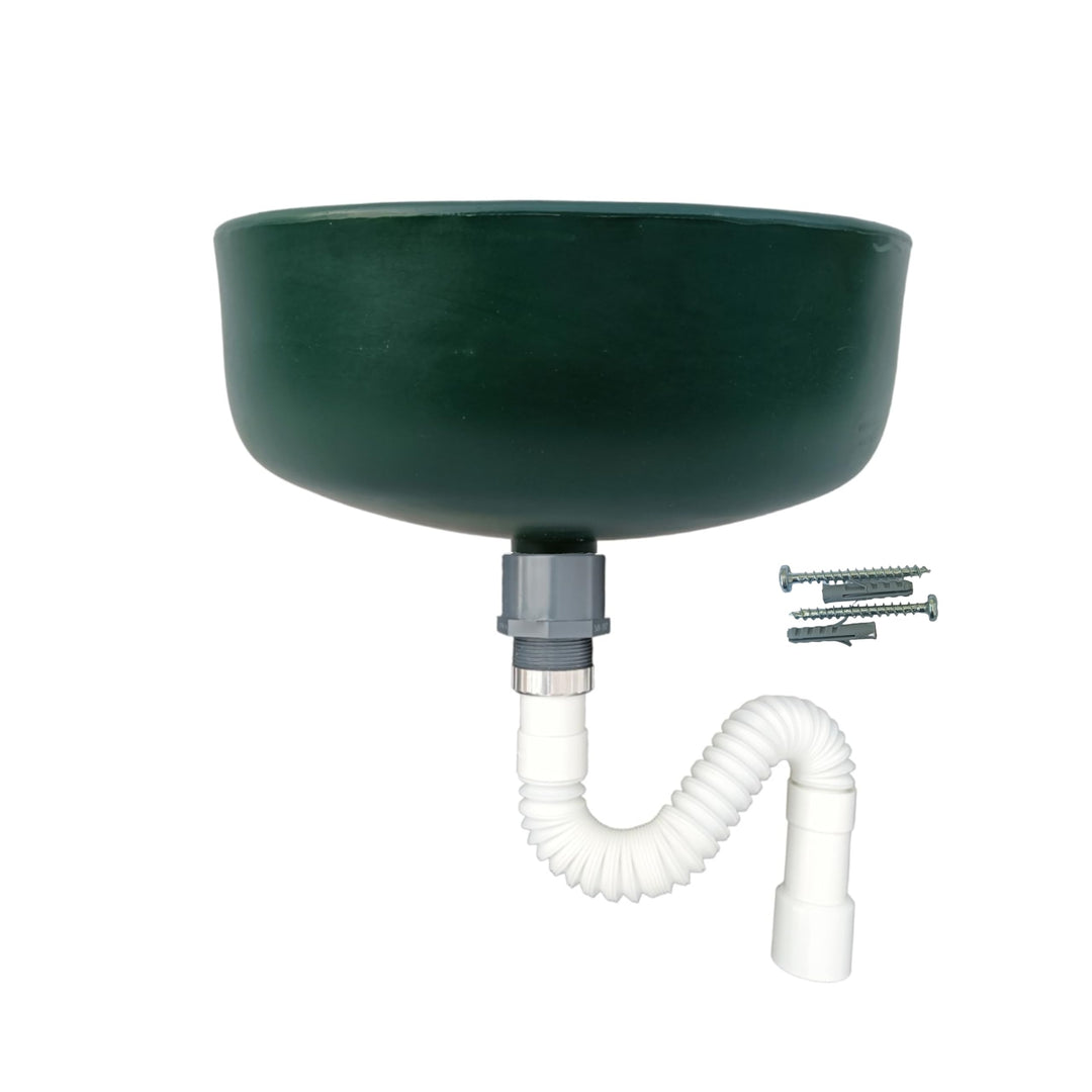 Varile Premium-Set Waschbecken Grün aus Kunststoff für Garten & Keller inkl. Abflusssieb-Haarsieb au