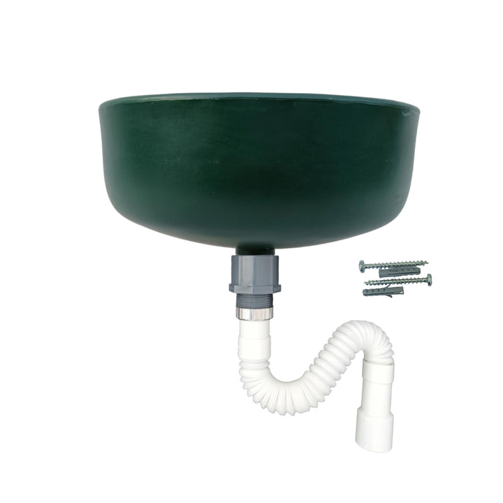 Varile Premium-Set Waschbecken Grün aus Kunststoff für Garten & Keller inkl. Abflusssieb-Haarsieb au