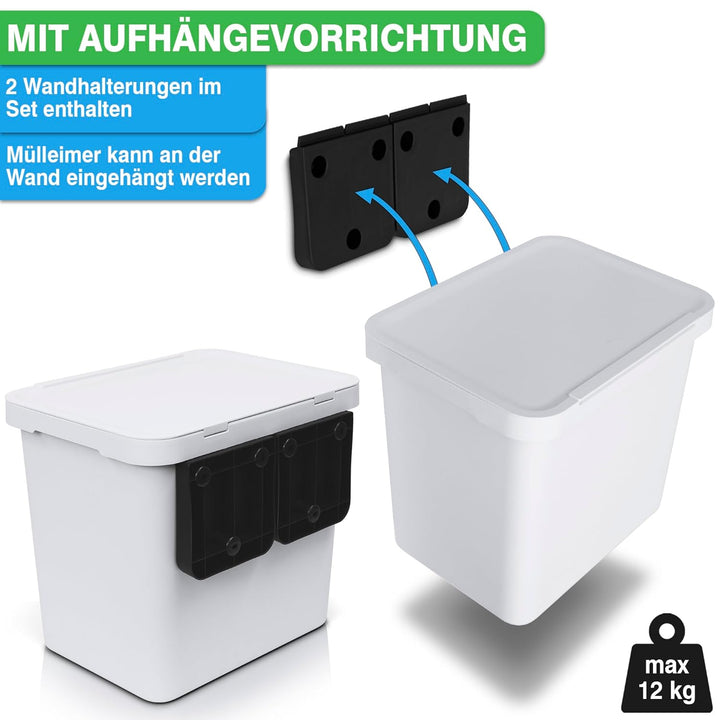 YourCasa® Mülleimer 2 Fächer [20L] im exklusiven Design Mülltrennsystem - Mülleimer Küche mit Deckel