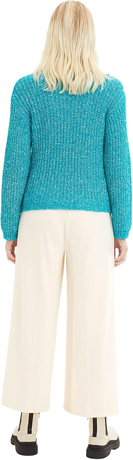 TOM TAILOR Damen Basic Pullover XXL 30561 - Teal Blue Melange, XXL 30561 - Teal Blue Melange