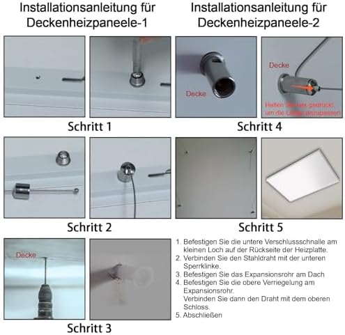Infrarotheizung Deckenmontage 1000 Watt, Infrarotheizung Wandmontage mit Thermostat Und WIFI, 1-3 Mi