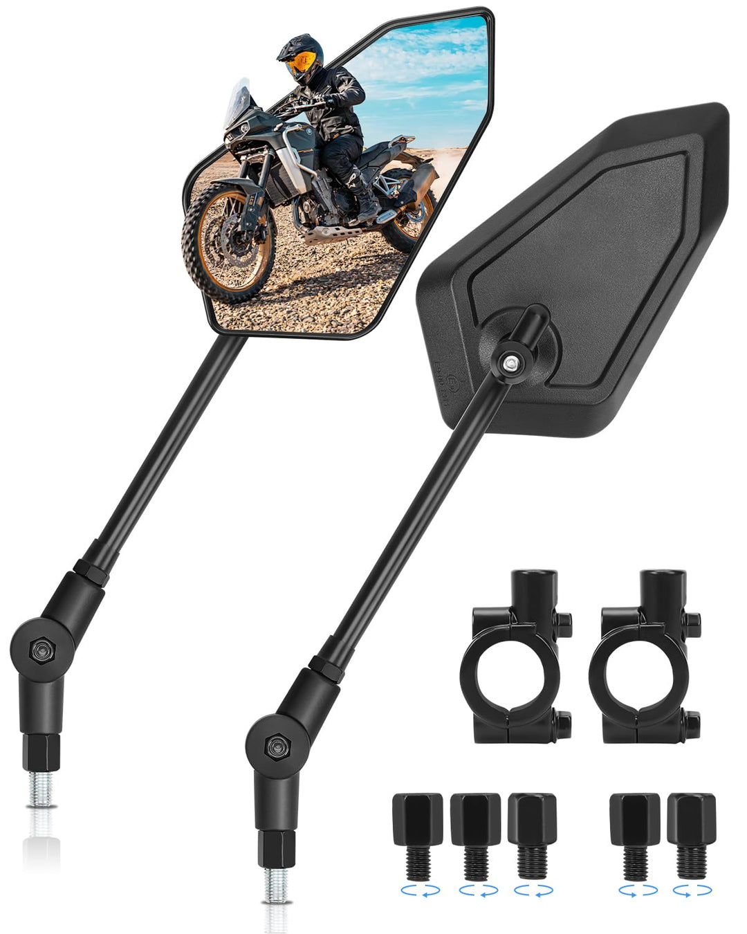 SUPAREE Motorrad Spiegel Klappbar Motorrad Rückspiegel M10 Lenkerspiegel motorrad e Geprüft 360°Dreh