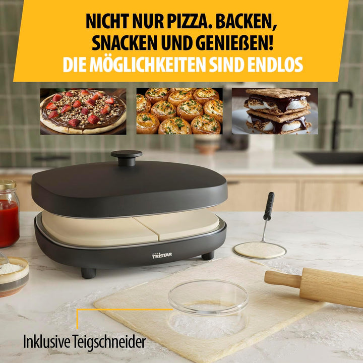 Tristar Pizzaofen für 6 Personen, 32x32 cm Backfläche, 1200W, Automatische Temperaturkontrolle, Kera