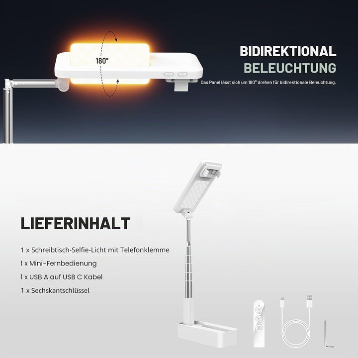 NEEWER Entry Level Version Tisch Ständer, 4W Overhead Smartphones Mount, klappbar, mit LED Licht/Fer