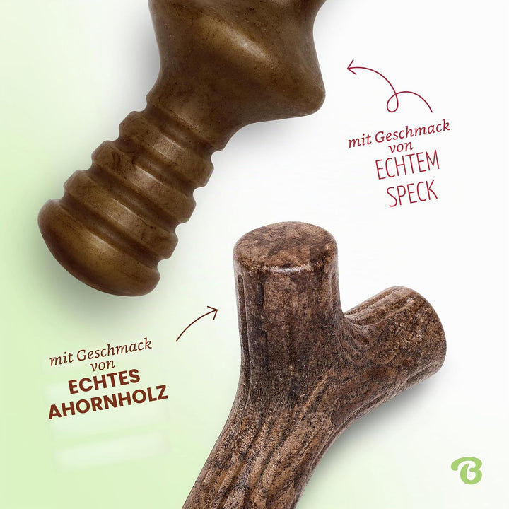 Benebone 2-Pack Indestructible Maplestick/Zaggler for Aggressive Chewers, Long Lasting Tough Boredom