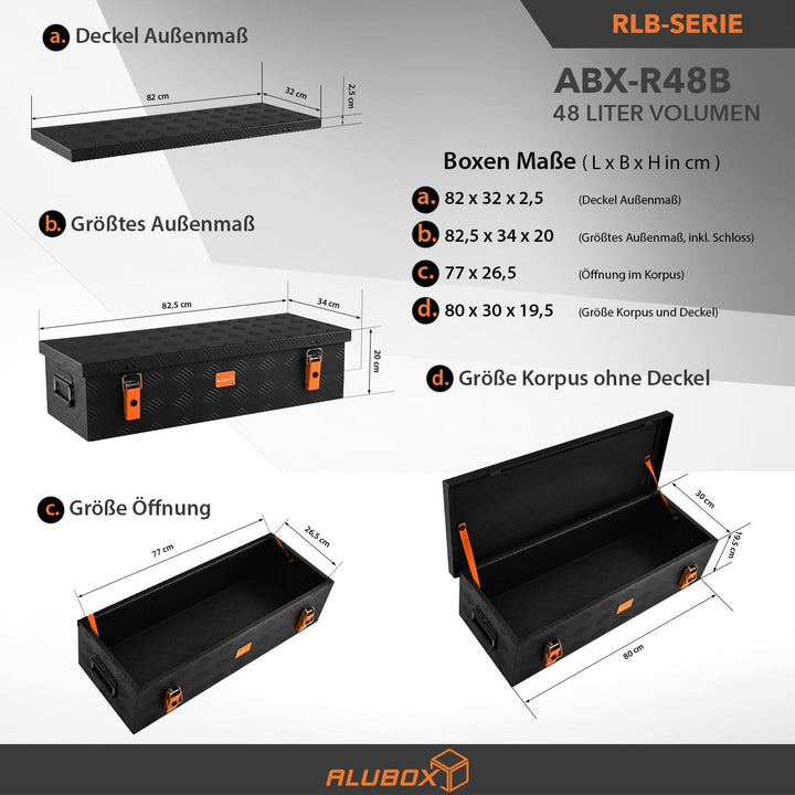 alubox Werkzeugkiste Riffelblech ABX-RL48B Aluminium 1,5mm Werkzeugkiste leicht und robust 48 Liter