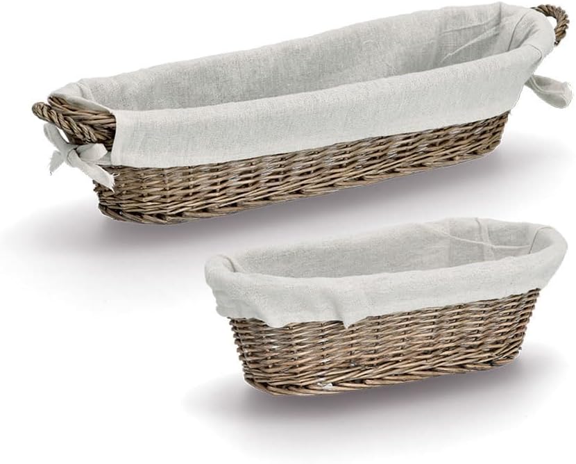 Zeller 14175 Baguette-Korb mit Beutel, Weide/Canvas