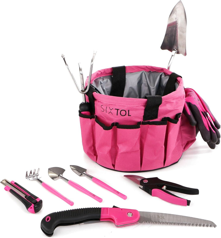 SIXTOL Garden PINK 10 Gartenwerkzeug Set | 10 STK. Garten Zubehör aus Edelstahl | Praktische Gartent
