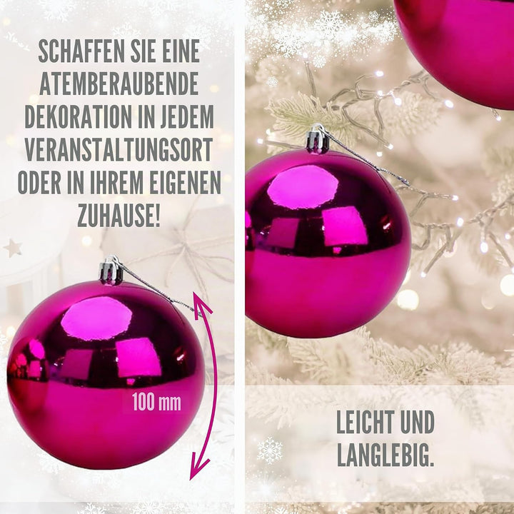 Toyland® 10 extra grosse Christbaumkugeln in 100 mm Farbe - Christbaumschmuck (Pink) Rosa, Rosa