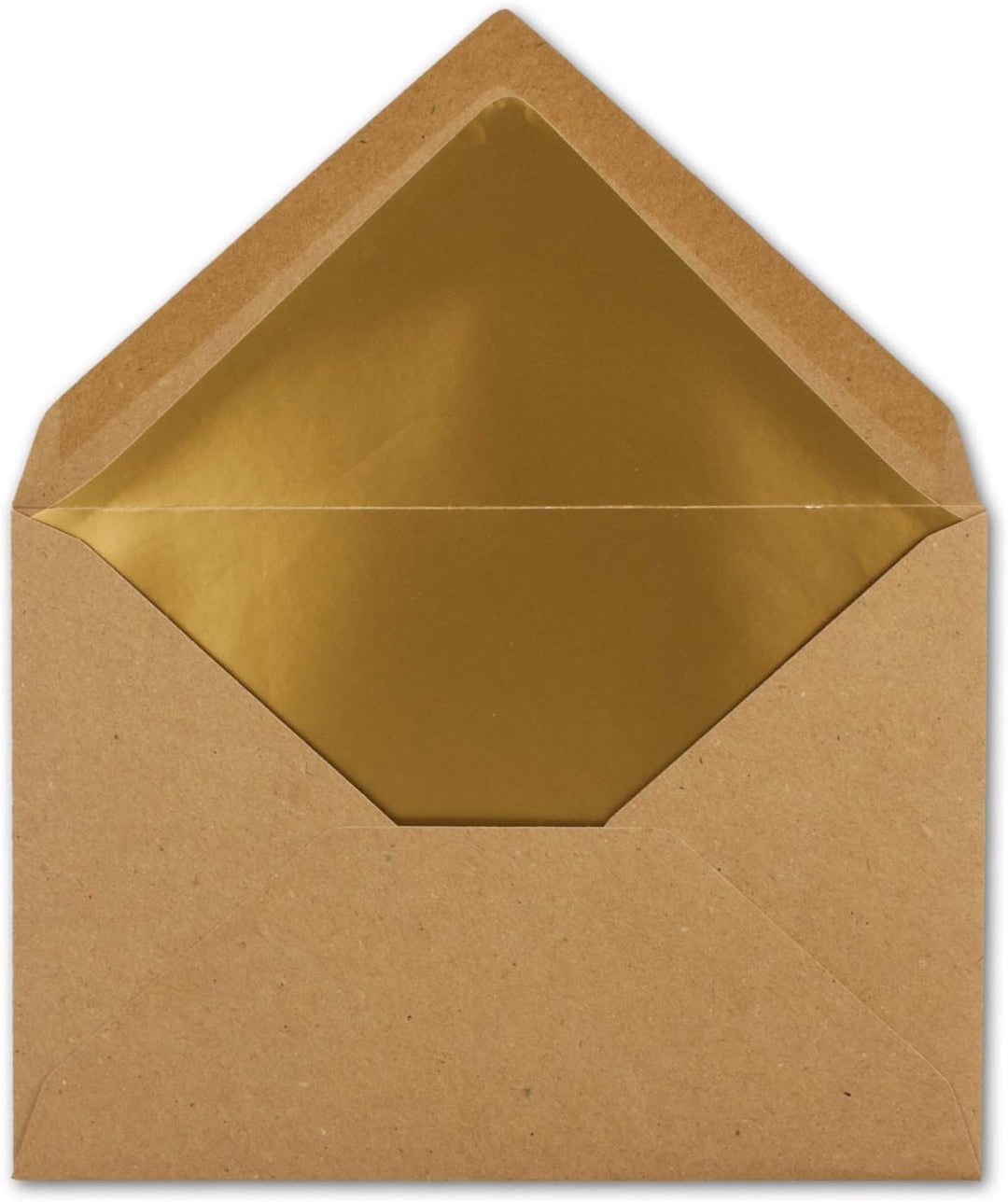 300x - Brief-Umschläge B6 mit Gold Innenfutter - 12,5 x 17,6 cm - Kraft-Papier braun Recycling Nassk
