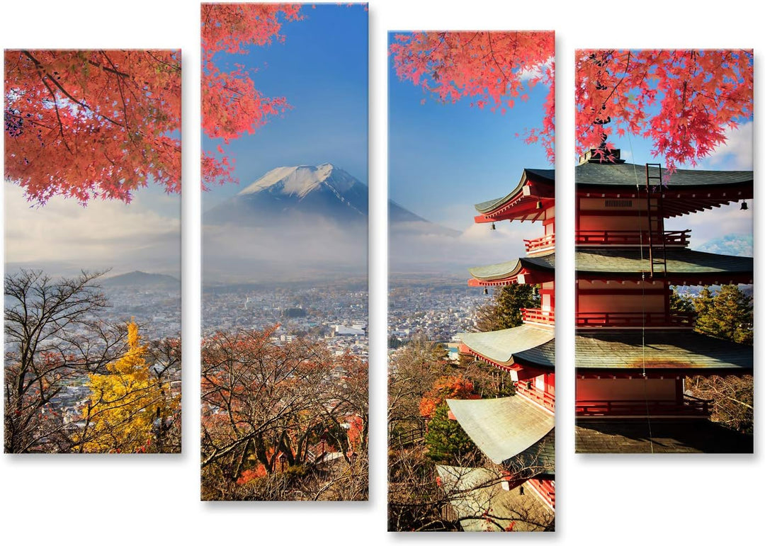 islandburner Bild auf Leinwand Mt Fuji Mit Farben Fallen In Japan Wandbild Poster Kunstdruck Bilder