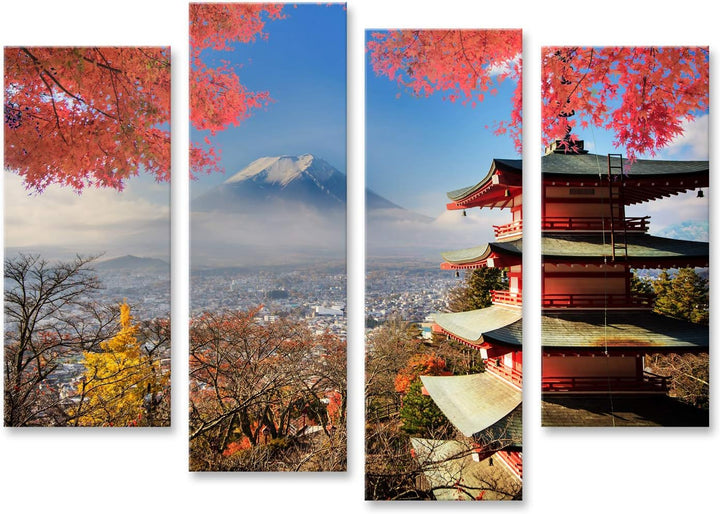 islandburner Bild auf Leinwand Mt Fuji Mit Farben Fallen In Japan Wandbild Poster Kunstdruck Bilder