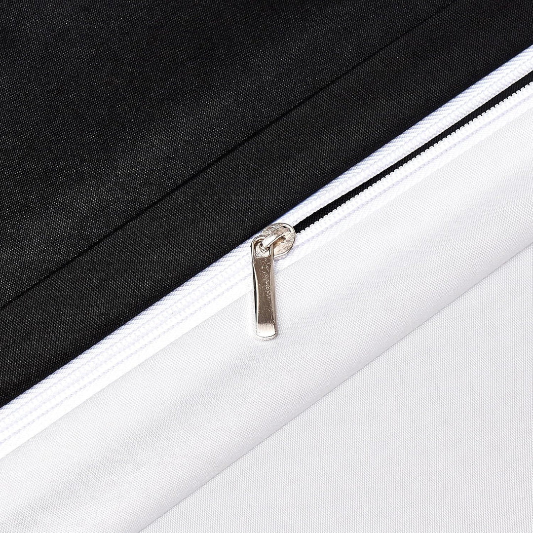 YASMENG Satin Bettwäsche 155x220 Schwarz Weiss Wendebettwäsche Set Modern Elegant Luxus Bettbezug Se