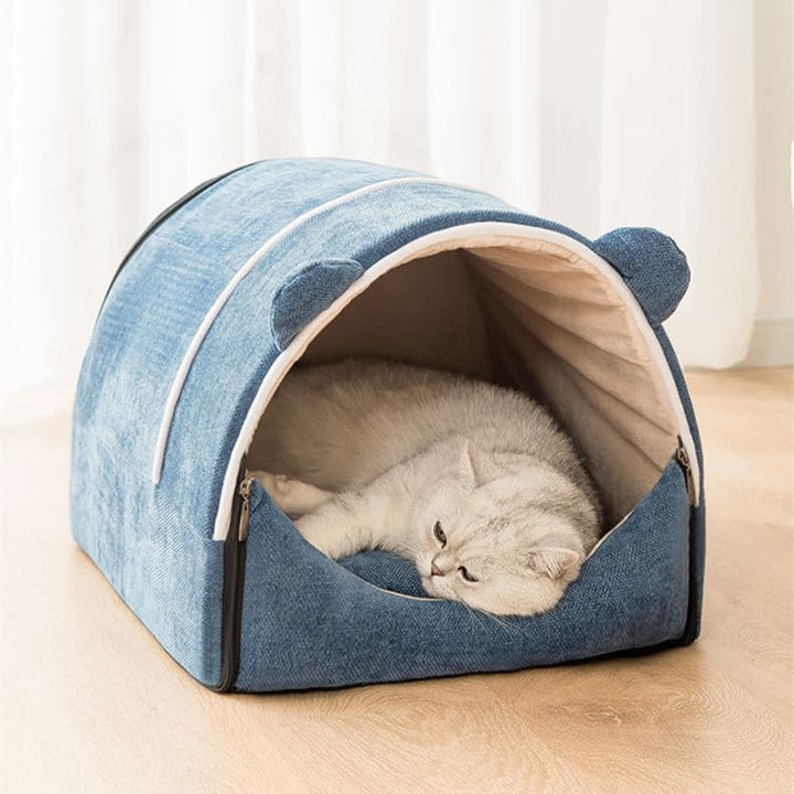 Kuschelhöhle - Schlafplatz für Katzen und Hunde (L, Blau) L Blau, L Blau