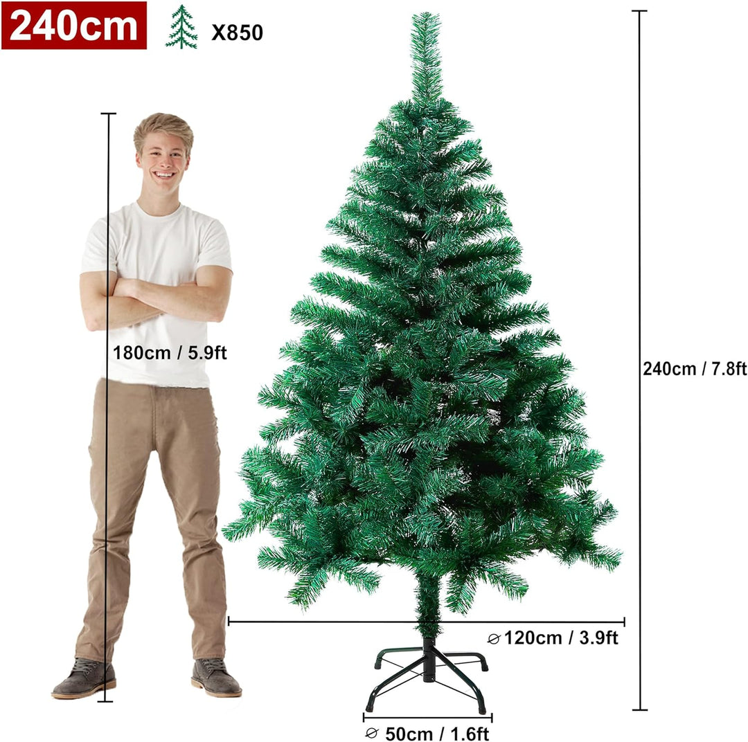 HENGMEI 240cm PVC Weihnachtsbaum Tannenbaum Christbaum Grün künstlicher mit Metallständer ca. 880 Sp