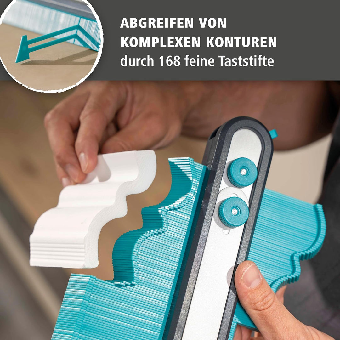 wolfcraft Konturenlehre PRO - breite Nadelschablone - Zum Abtasten, Übertragen und Positionieren von