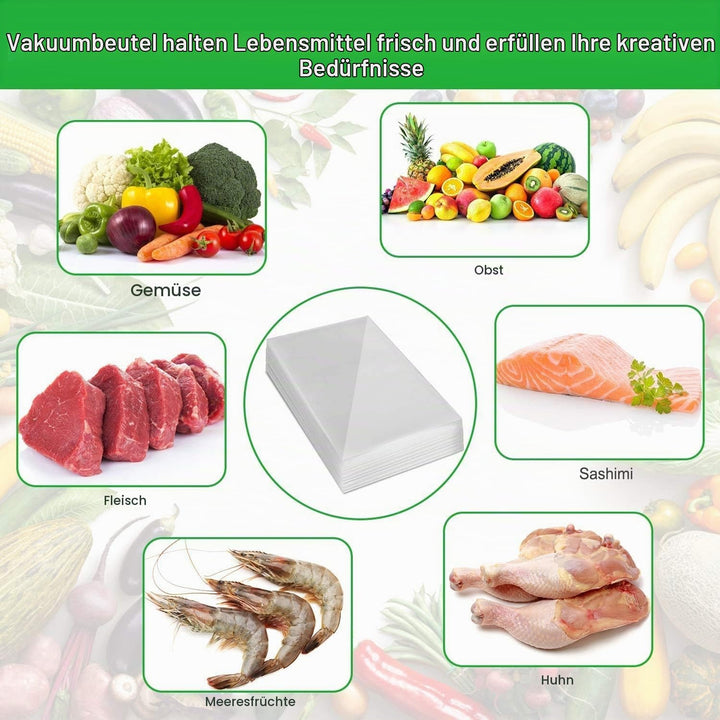 100 Stück Vakuumbeutel Siegelrandbeutel Vakuumtüten 90mµ transparent Einschweisstüten (300x400mm), 3