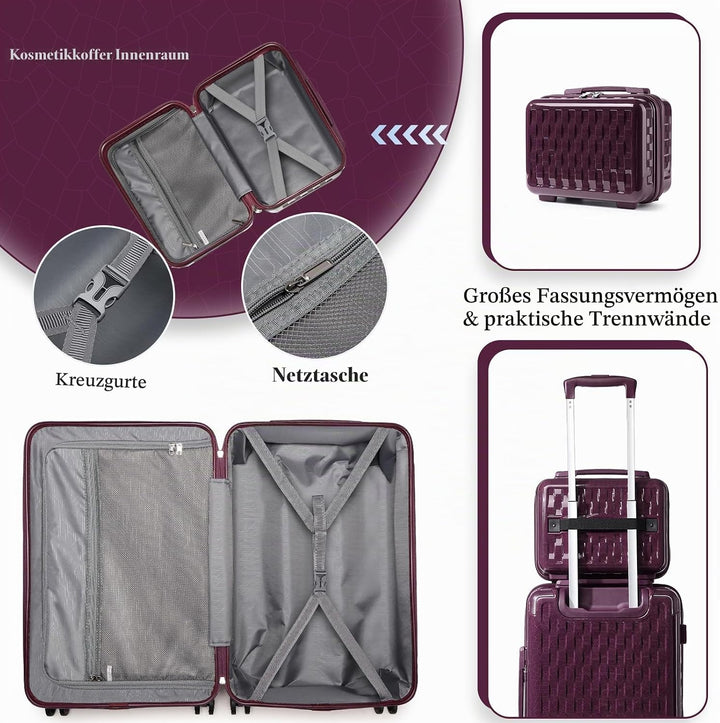 Sea choice Kofferset Handgepäck Hartschalenkoffer Eckenschutz 4 Stück Gepäck Set mit Kosmetikkoffer