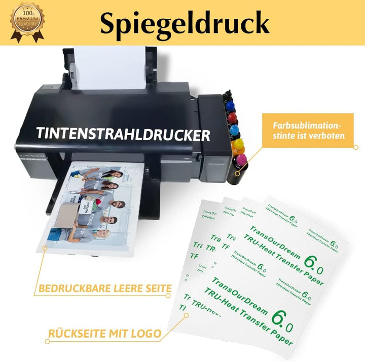 TransOurDream Echte Inkjet Transferfolie,Bügelfolie für helle Textilien,Fuer Hiztepresse,spiegeldruc