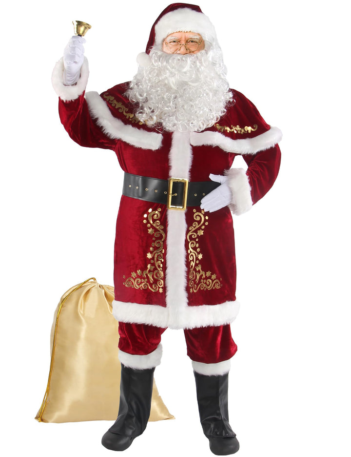 Boveco Weihnachten Weihnachtsmann Kostüm für Männer Erwachsene 12pcs Santa Anzug Deluxe Professional