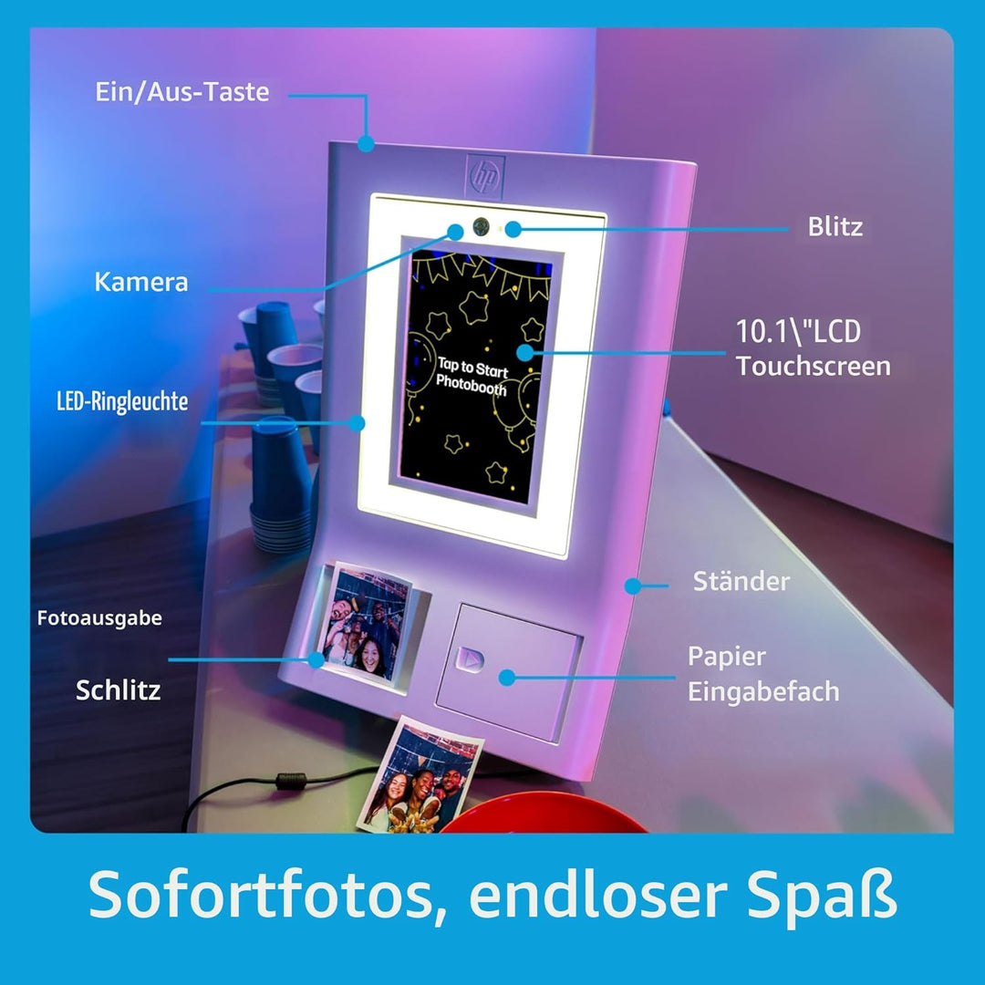 HP Sprocket Fotobox-Maschine Sofort-Farb-Fotodrucker (Weiss) Papier-Paket + Zink 3,5 x 4,25” Zink-Se
