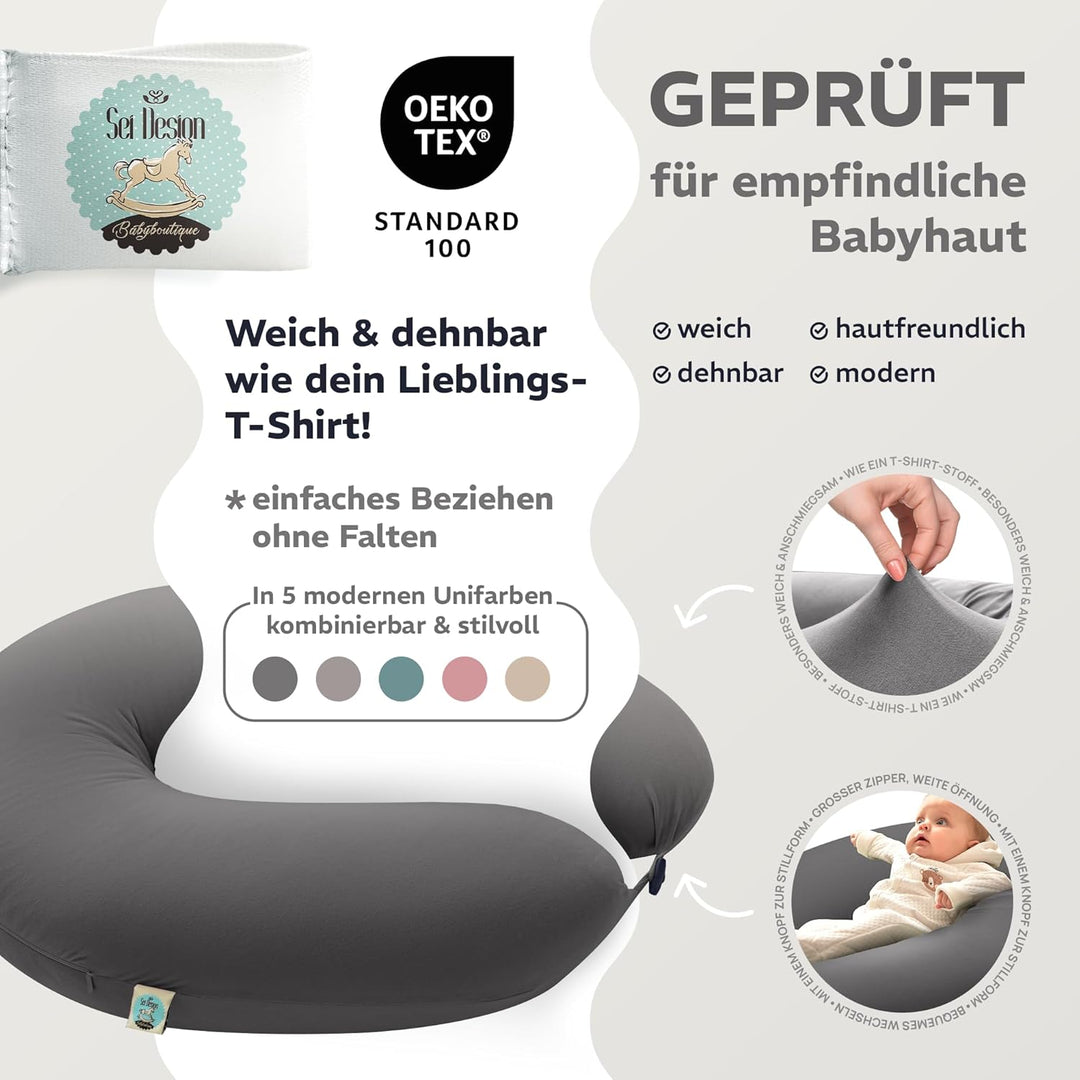 sei Design Stillkissen 170×30 cm – ergonomisch geprüftes Unterstützungskissen – EPS-Mikroperlenfüllu