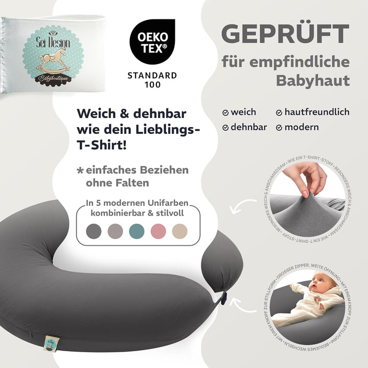 sei Design Stillkissen 170×30 cm – ergonomisch geprüftes Unterstützungskissen – EPS-Mikroperlenfüllu
