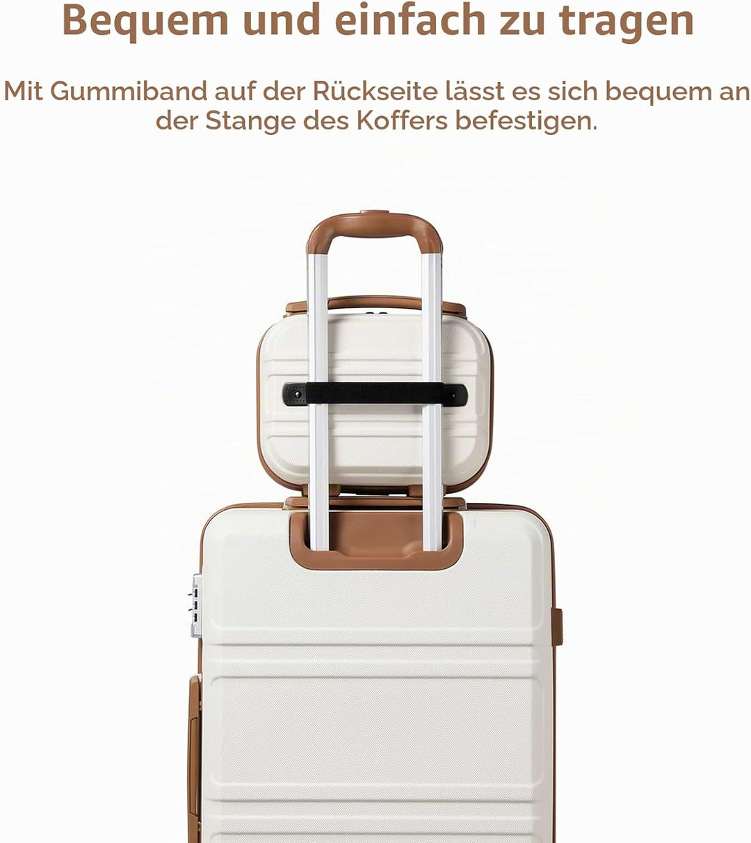 KONO Kosmetikkoffer Hartschale Klein Beautycase Damen Handgepäck, 28x21x15cm (Cremeweiss)