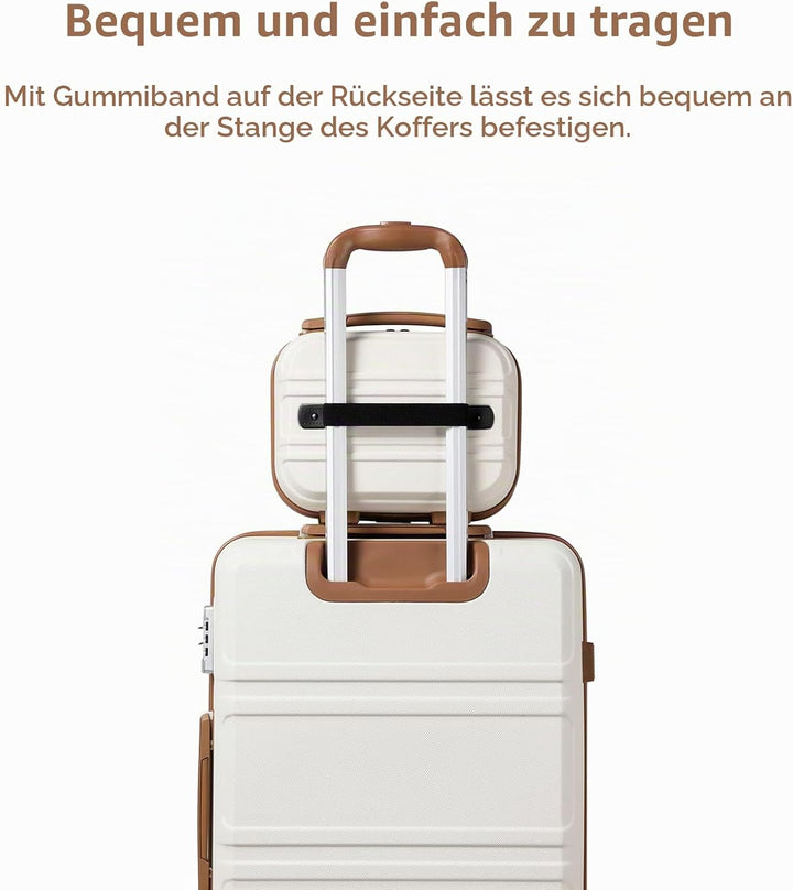 KONO Kosmetikkoffer Hartschale Klein Beautycase Damen Handgepäck, 28x21x15cm (Cremeweiss)
