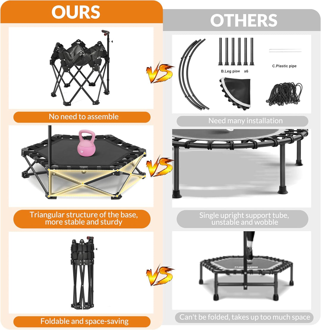 Klappbares Fitness-Trampolin Übung Rebounder 110cm Sechseckiges Trainingstrampolin Octogonales