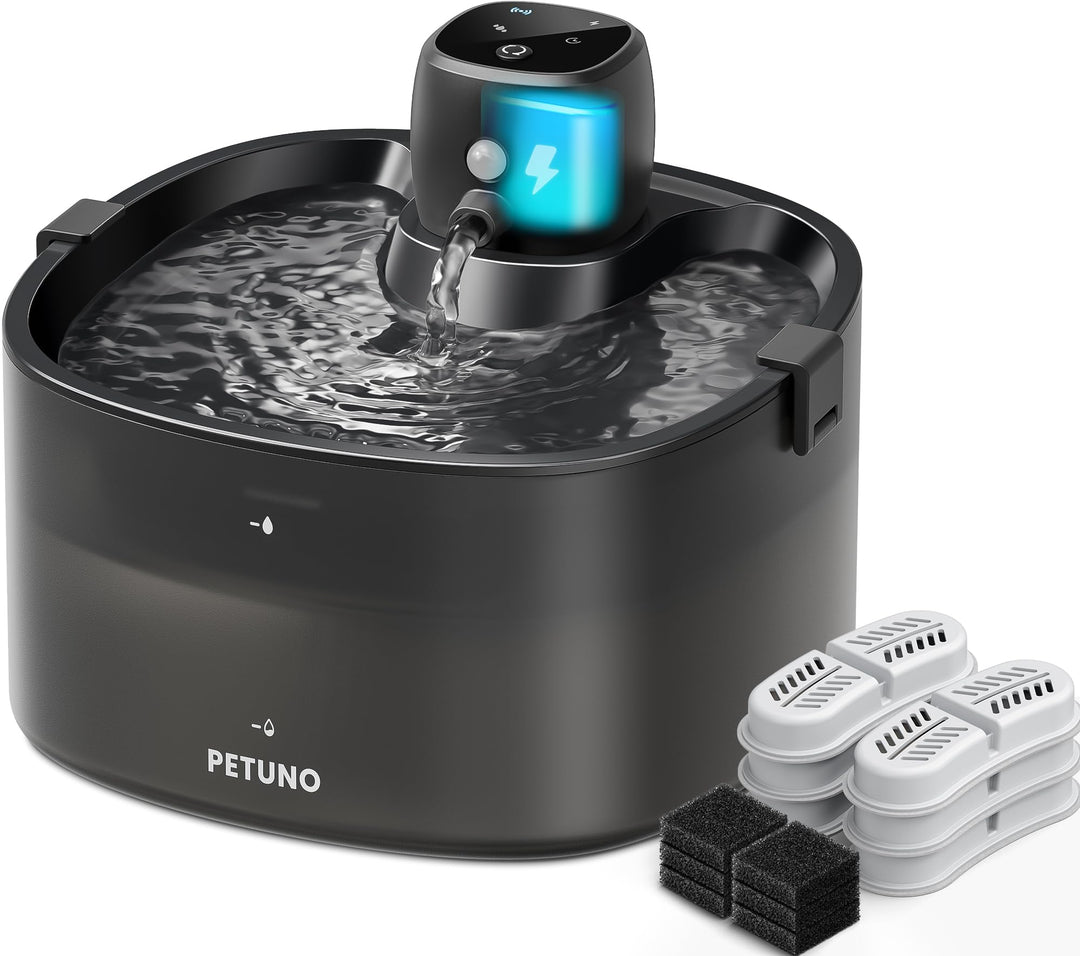 Katzenbrunnen kabellos, 2.3L Trinkbrunnen für Katzen mit 4000mAh Akku, batteriebetriebener Katzentri