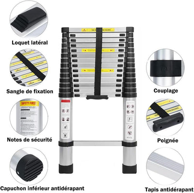 Teleskopleiter aus Aluminium, ausziehbar, Teleskopleiter, faltbar, Loft Ladder, EN131-zertifiziert,
