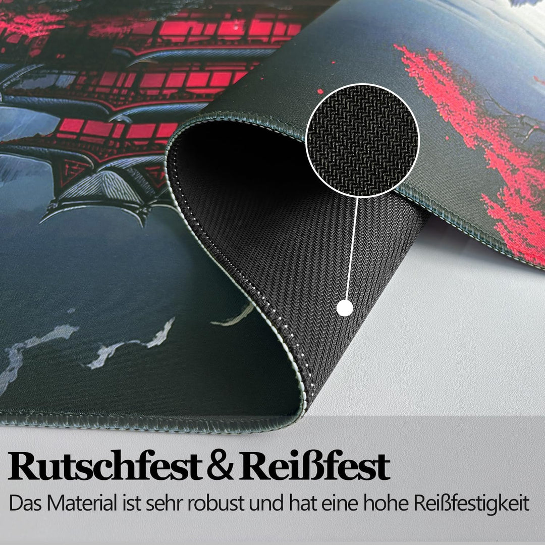 Mousepad XXL, Japanische Kunst Mauspads,1200x600mm Überdimensionales rutschfeste Gummimatten Gaming-