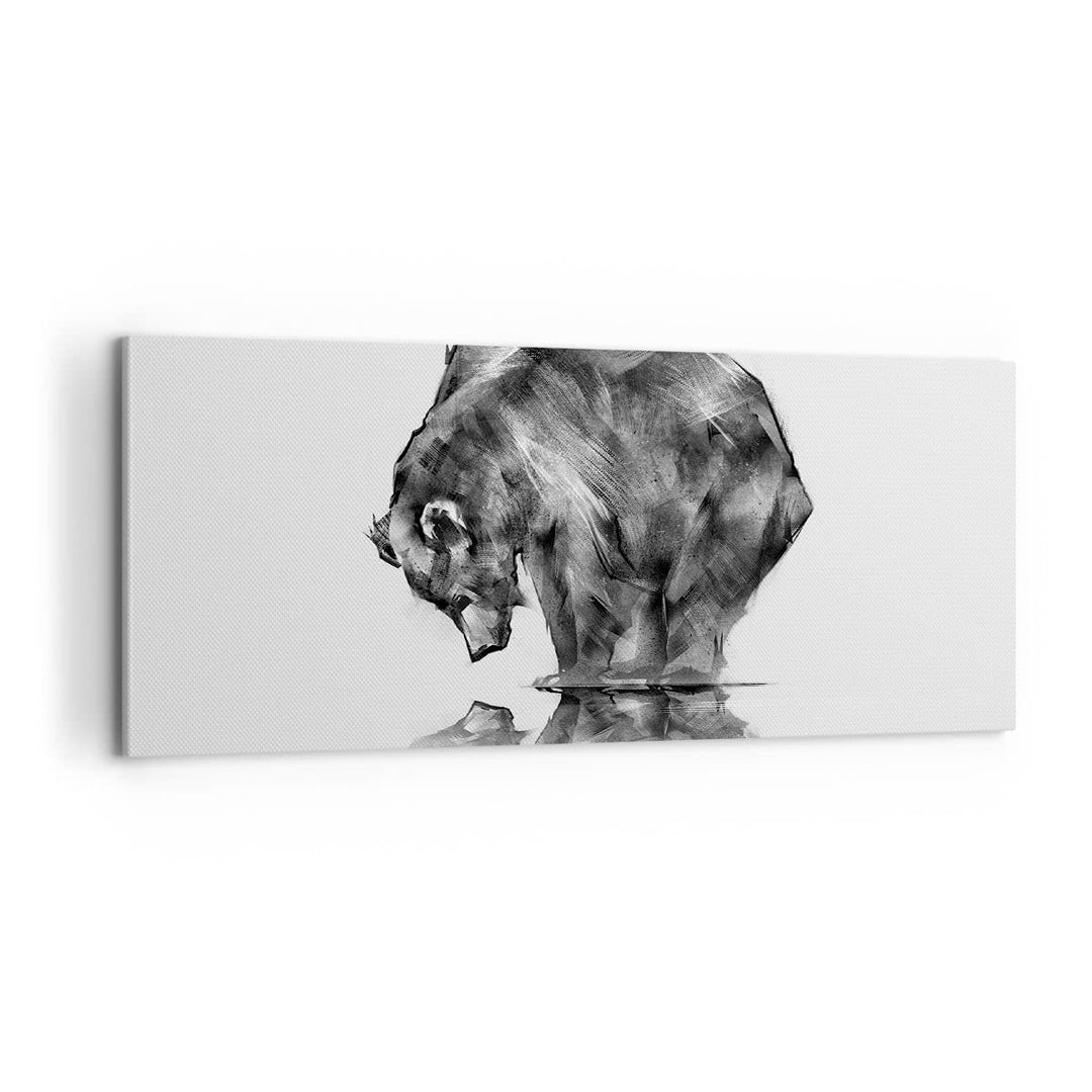 Panorama Bilder auf Leinwand 100x40cm Leinwandbild mit Rahmen Bär Tier Gross Wanddeko Bild Schlafzim