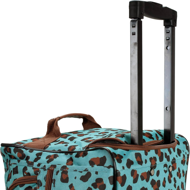 Rockland Reisetasche mit Rollen, Blauer Leopard, 22-Inch, Reisetasche mit Rollen 22-Inch Blauer Leop