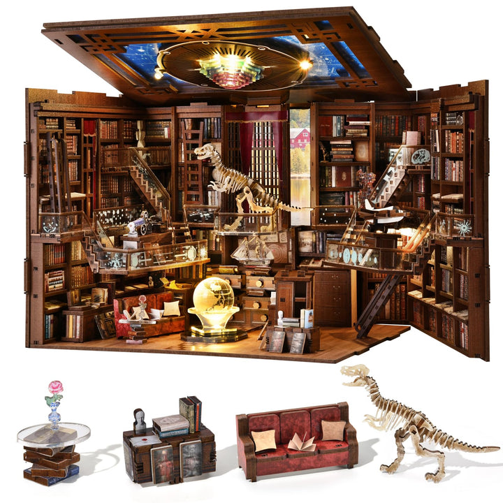 MiniCity Book Nook Kit, DIY Miniatur Puppenhaus Booknook Kit, 3D Holz Puzzle Buchstütze Bücherregal