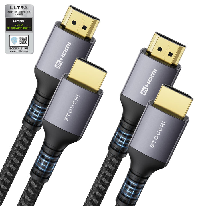 10K 8K 4K HDMI Kabel 3meter Zertifiziertes,Stouchi HDMI 2.1 Kabel Ultra HD 48 Gbit/s,10K 8K120,4K120