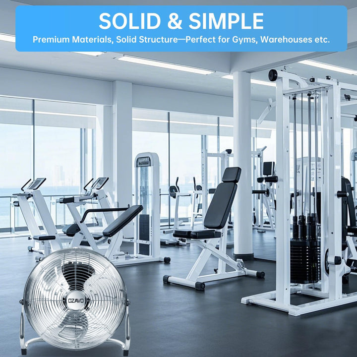 OZAVO Standventilator, Windmaschine ⌀55 cm mit 3 Laufgeschwindigkeiten, Bodenventilator Power, Tisch