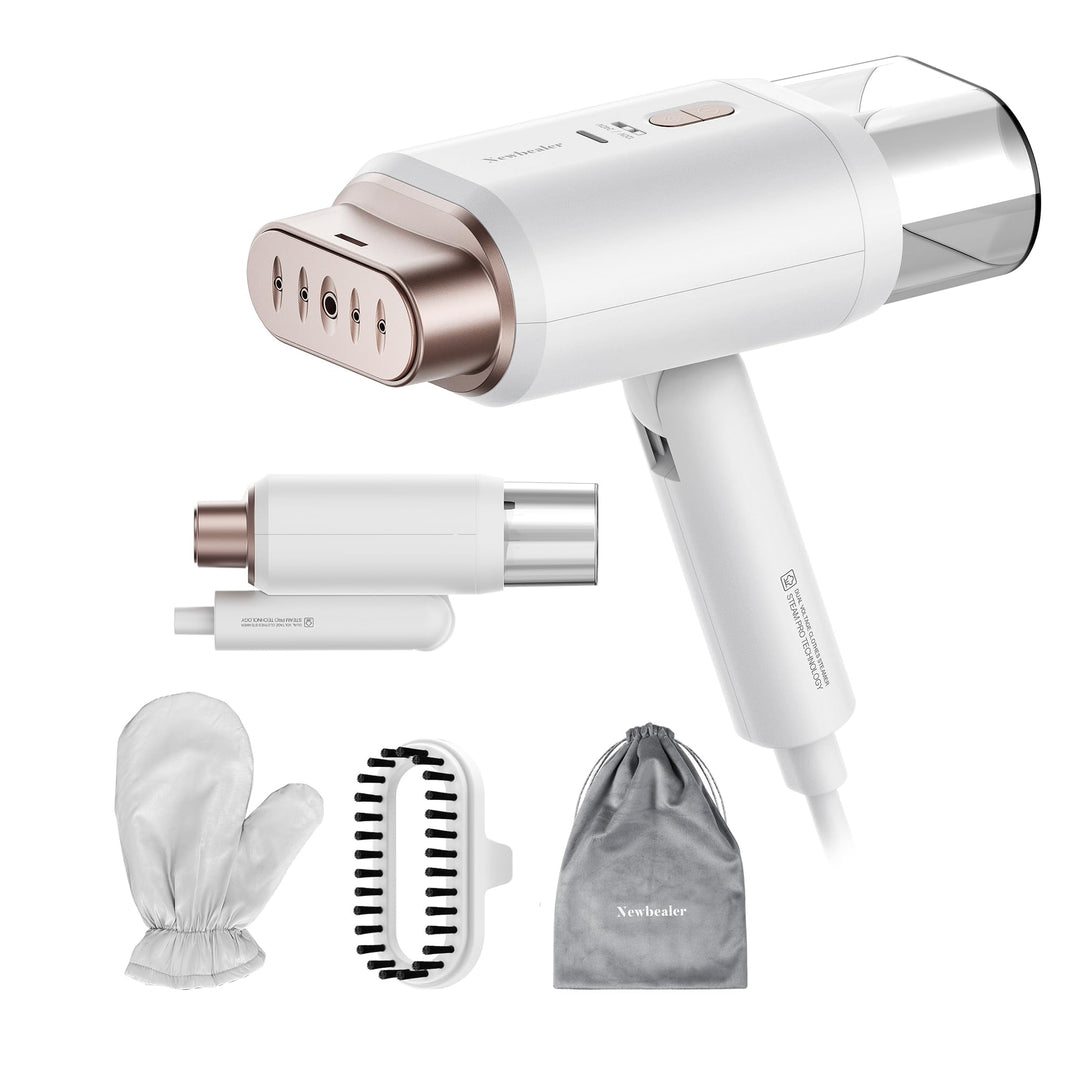 Newbealer Steamer Reise Dampfglätter, 2-in-1 Reisebügeleisen mit umschaltbarer Spannung - 220V/120V,