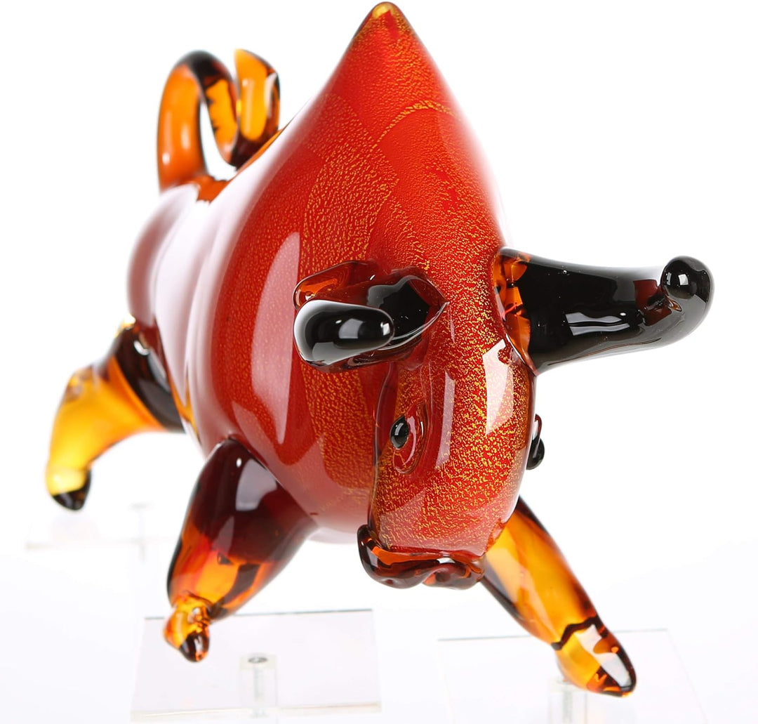 Casablanca - Skulptur Stier - aus Glas in rot orange braun schwarz H 28 cm Höhe 28 cm Rot, Höhe 28 c