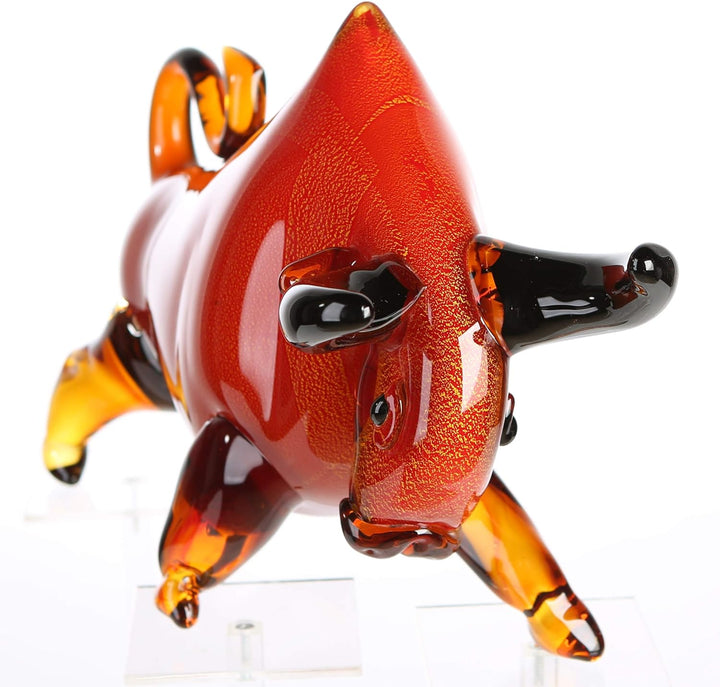 Casablanca - Skulptur Stier - aus Glas in rot orange braun schwarz H 28 cm Höhe 28 cm Rot, Höhe 28 c