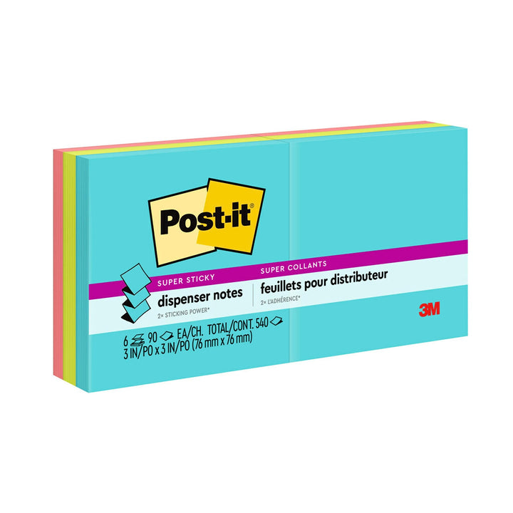 Post-it Super Sticky Pop-Up-Notizen, 7,6 x 7,6 cm Super-klebriges Pop-Up 6 Pads Miami Collection 6 P