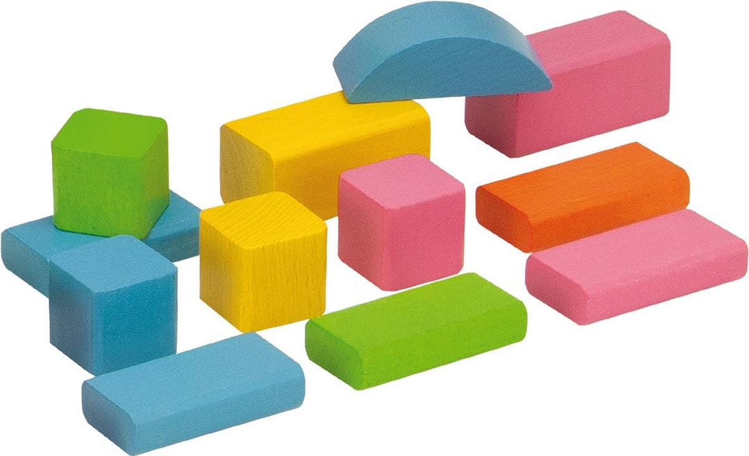 Eichhorn 100088011 75 pastellfarbene bunte Holzbausteine in Aufbewahrungsbox und Sortierdeckel, FSC