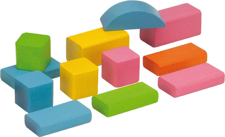 Eichhorn 100088011 75 pastellfarbene bunte Holzbausteine in Aufbewahrungsbox und Sortierdeckel, FSC