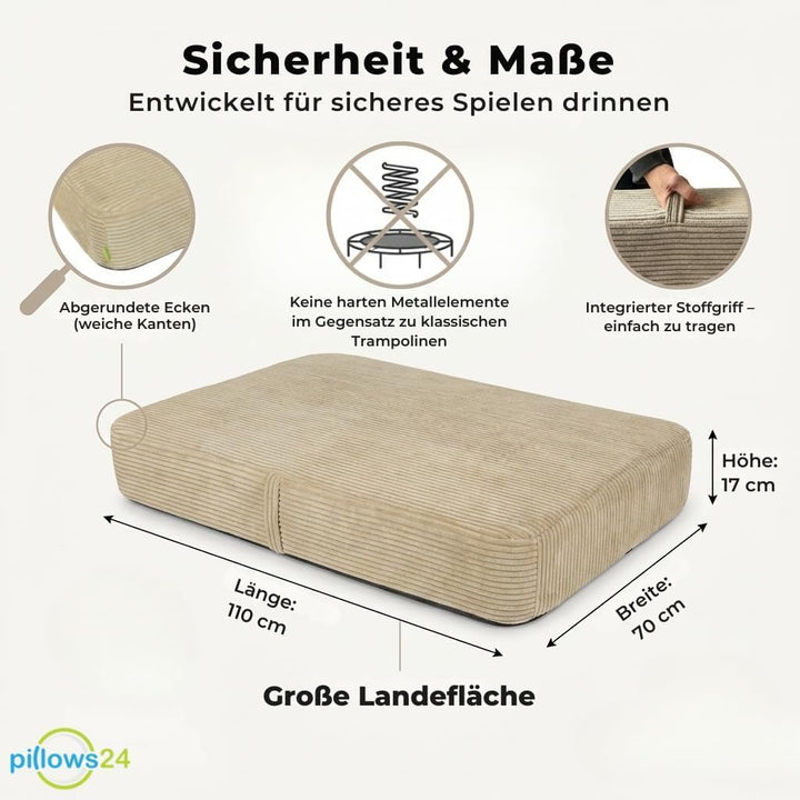 Outdoor Hüpfpolster für Kinder | Hüpfkissen 70x110x17cm mit wasserabweisendem &amp; UV-beständigem Bezug