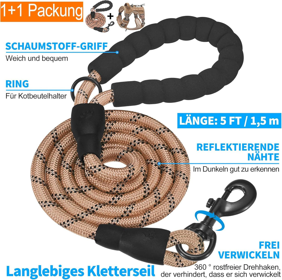 Haapaw Heavy Duty Taktisches Hundegeschirr für mittelgrosse Hunde, kein Zug Verstellbares Haustierge