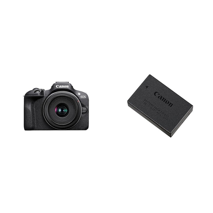 Canon EOS R100 Spiegellose Kamera + RF-S 18-45mm is STM Objektiv & 9967B002 Akku LP-E17, schwarz Bun
