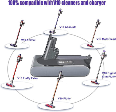 BATTOOL V10 Battery 25.2 V 6000 mAh Replacement Battery for Dyson V10 Absolute V10 Motörhead V10 Ani