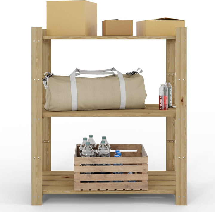 Lenmar Serie B Holzregal, Kiefer, Holz, Hellbeige, B-21 90 x 80 x 40 cm, 5 Böden, Bücherregal, Holzr