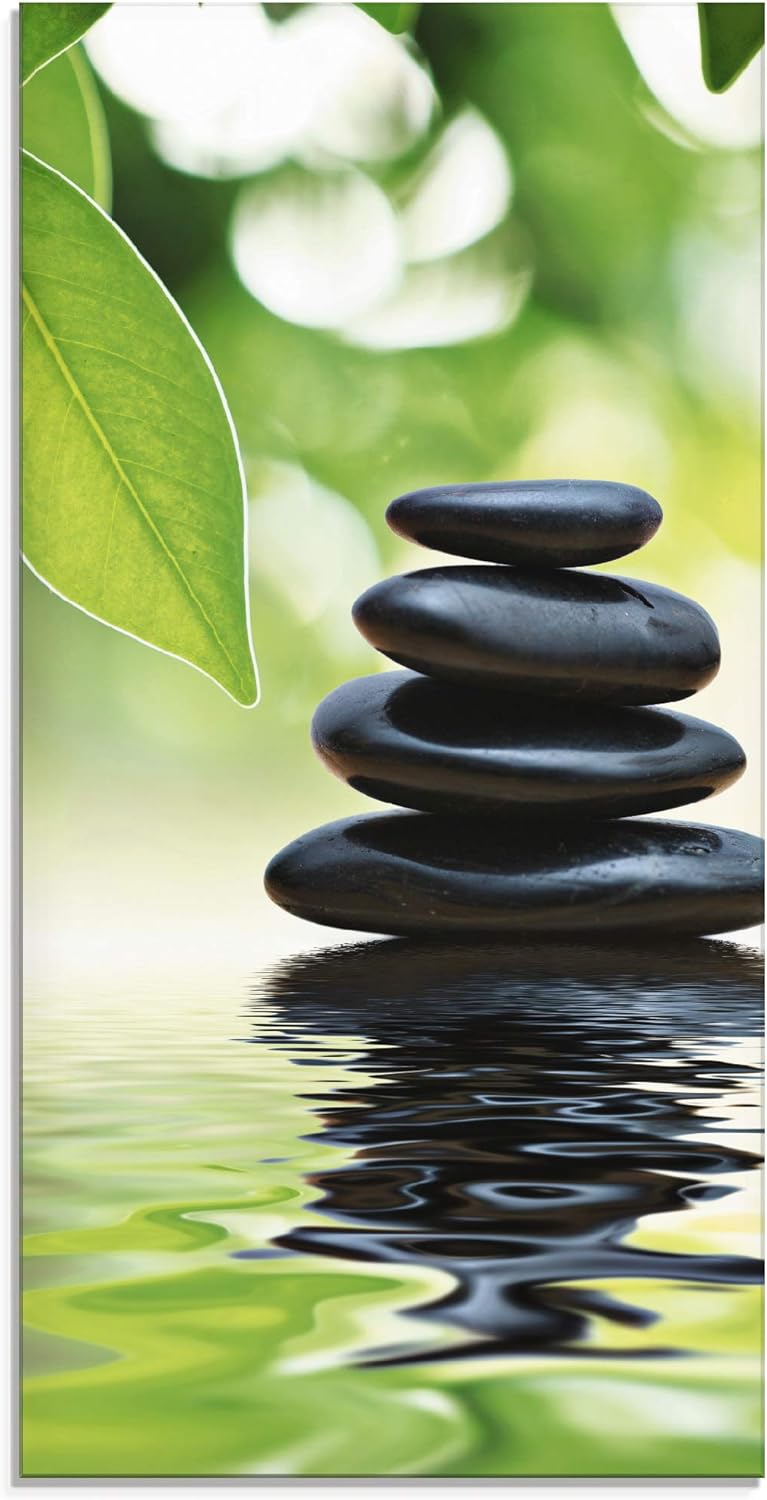 ARTland Glasbilder Wandbild Glas Bild einteilig 30x60 cm Hochformat Asien Wellness Entspannung Spa Z